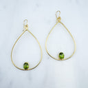 Amalfi/XL- Extra Large Tear Drop Hoops with gemstones at the bottom.