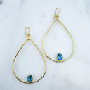 Amalfi/XL- Extra Large Tear Drop Hoops with gemstones at the bottom.