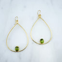 Amalfi/XL- Extra Large Tear Drop Hoops with gemstones at the bottom.