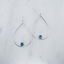 Amalfi/XL- Extra Large Tear Drop Hoops with gemstones at the bottom.