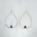 Amalfi/XL- Extra Large Tear Drop Hoops with gemstones at the bottom.