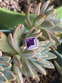 Love Knot- Amethyst Square Ring- Sterling