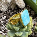 Love Knot Larimar Ring-14K Gold Vermeil