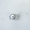 Rome-Wide Line White  Pearl Ring