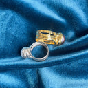 Rome-Wide Line White  Pearl Ring